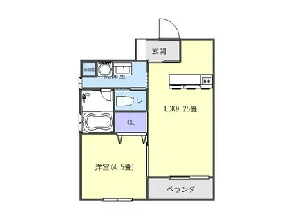 COCO.RIZE(1LDK/1階)の間取り写真