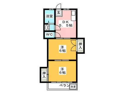 立石コーポ(2DK/2階)の間取り写真