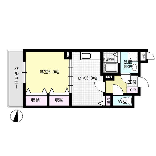 さくらマンション下大利(1DK/5階)の間取り写真
