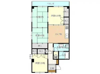 鵜の島マンション(4DK/8階)の間取り写真