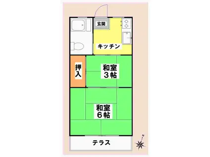 尾崎荘(2K/1階)の間取り写真