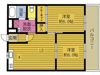 ふじさわハイランド原川(2LDK/1階)の間取り写真