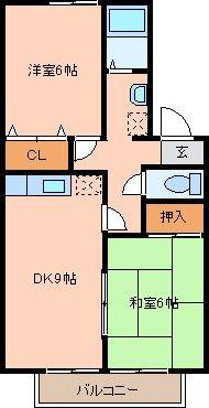 セジュールアントIII(2DK/1階)の間取り写真
