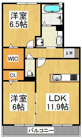 アヴァンセ和泉中央(2LDK/1階)の間取り写真