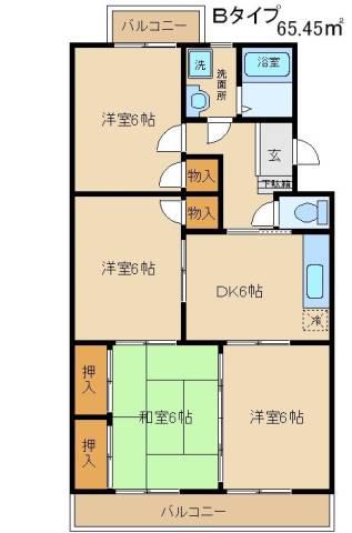 朋友レジデンス(4DK/3階)の間取り写真