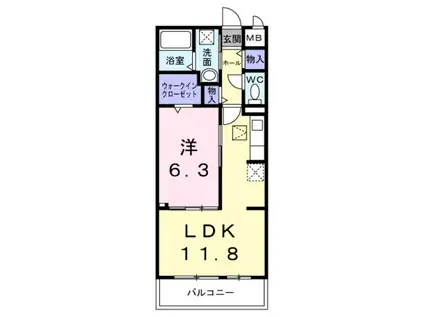 メゾンルミネ若松(1LDK/1階)の間取り写真