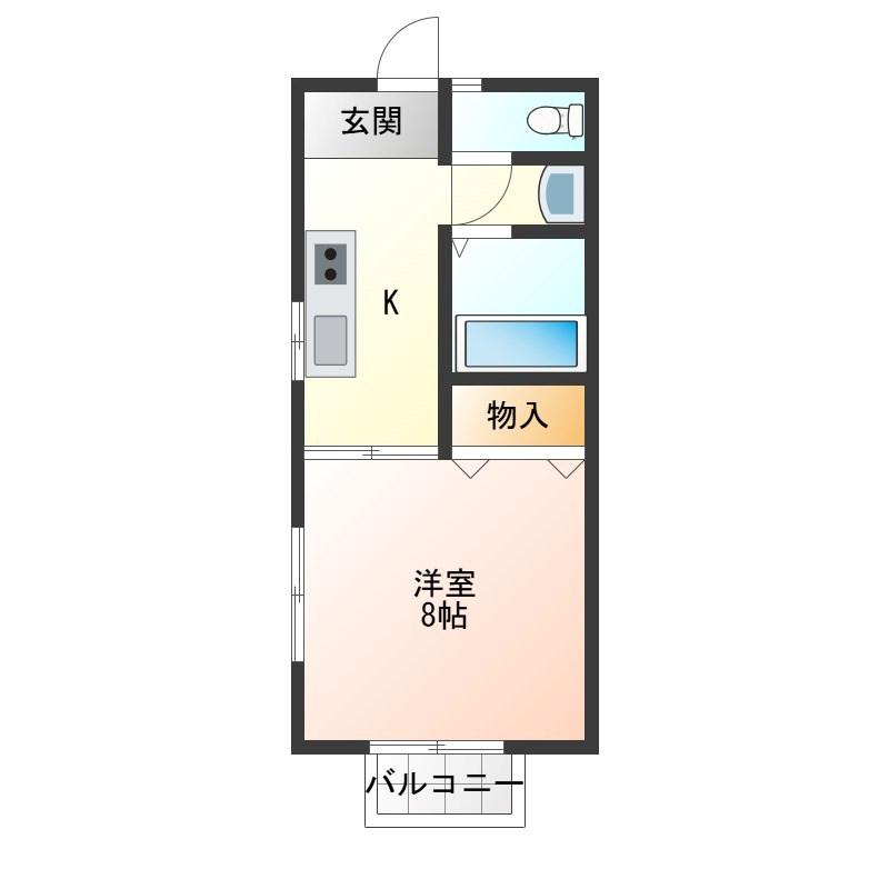 ライズ下古山(1K/2階)の間取り写真