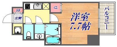 レジデンス神戸レガーロ(1K/4階)の間取り写真