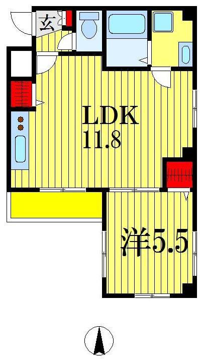 LE CLOS KANAMECHO(1LDK/1階)の間取り写真
