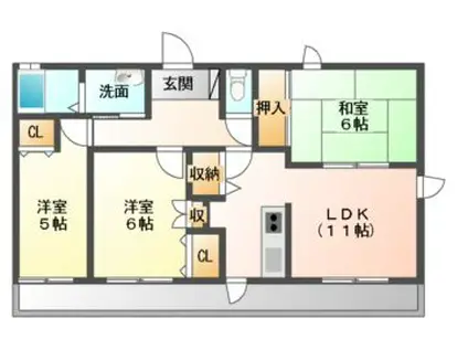 グラスガーデンマンション(3LDK/2階)の間取り写真