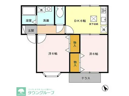 ミッテ・ベルク(2DK/1階)の間取り写真