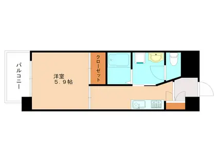 CASA・FLEUR(1K/4階)の間取り写真