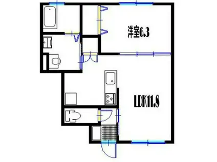 エルカーサ(1LDK/1階)の間取り写真