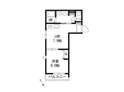 フルセイル矢部(1LDK/2階)の間取り写真