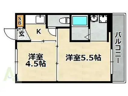 ヴィラナリー雲雀ヶ丘(2K/3階)の間取り写真