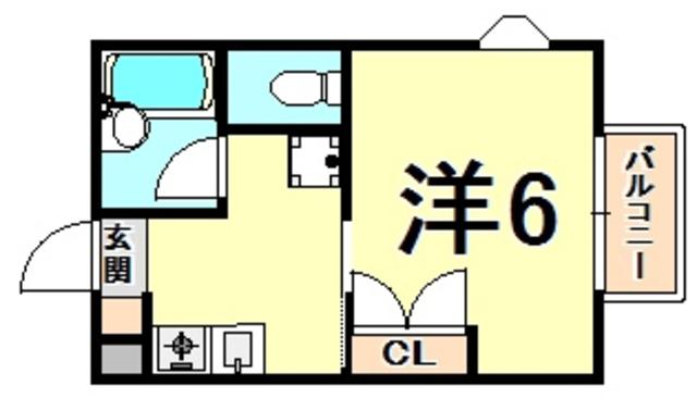 福来西宮北口(1K/1階)の間取り写真