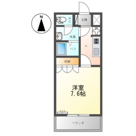 ライラック(1K/2階)の間取り写真