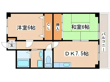 ラポール大観(2DK/2階)の間取り写真