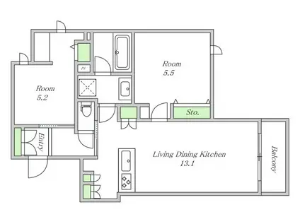 & FUMINOSATO(2LDK/2階)の間取り写真