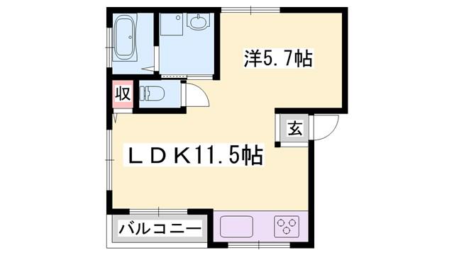 福住マンション(1LDK/2階)の間取り写真
