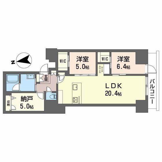 ナナアーク荒町(2LDK/4階)の間取り写真