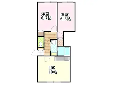 グランメール千本E(2LDK/2階)の間取り写真