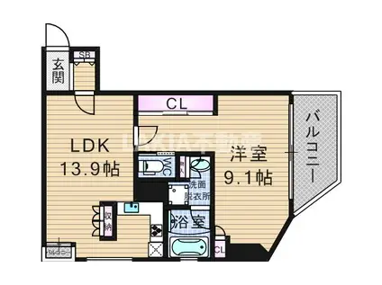 リーガル江戸堀(1LDK/5階)の間取り写真