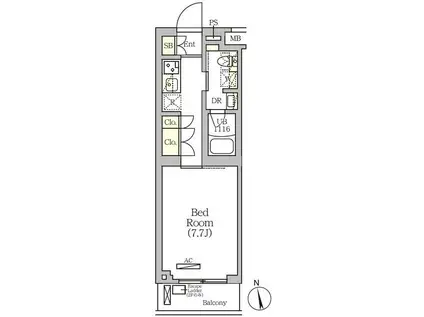 ARKMARK南品川(1K/2階)の間取り写真
