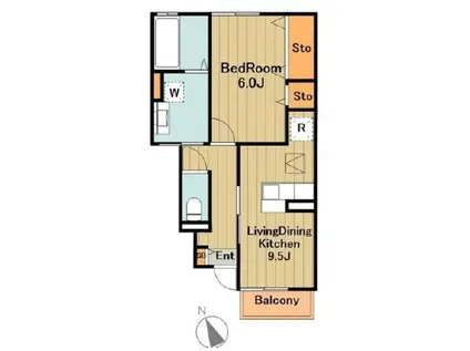 ボナール(1LDK/1階)の間取り写真