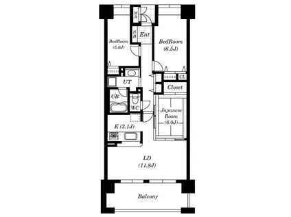 ルナコート富田林(3LDK/2階)の間取り写真