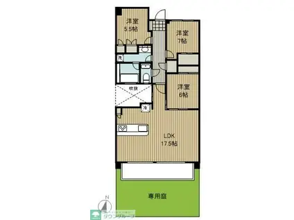 久我山ガーデンヒルズ十番館(3LDK/1階)の間取り写真