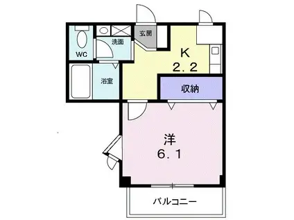 ヴィラナカヤマ(1K/1階)の間取り写真