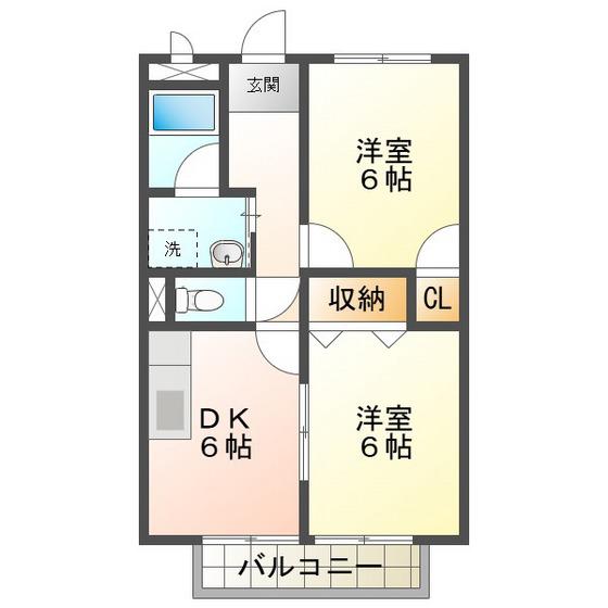 SURPLUSモンパルナス(2DK/2階)の間取り写真