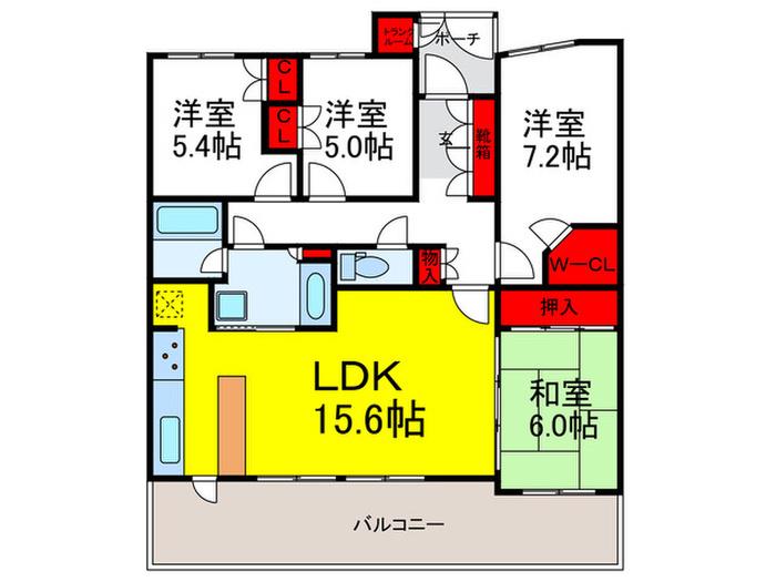 ネバーランド箕面潤水館(4LDK/6階)の間取り写真