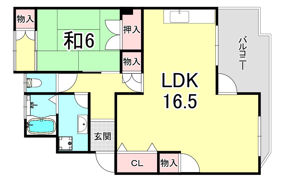 霞ヶ丘マンション(1LDK/4階)の間取り写真