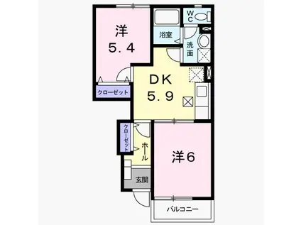 サンエアリーB(2DK/1階)の間取り写真