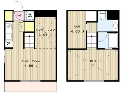パーシモン1(1K/1階)の間取り写真