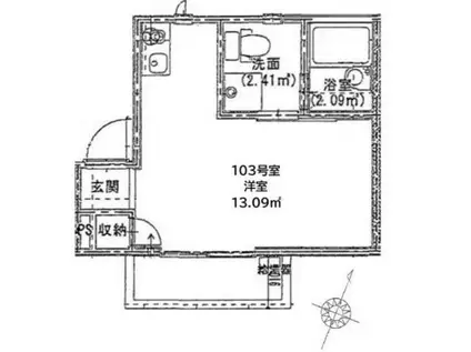 プログレス(ワンルーム/1階)の間取り写真