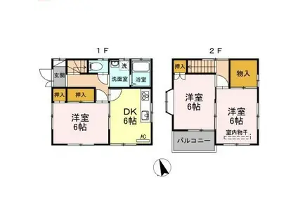 川口占部 G棟(3DK/1階)の間取り写真