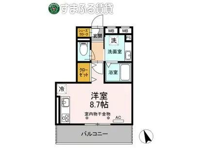 トレス ピノ(ワンルーム/2階)の間取り写真