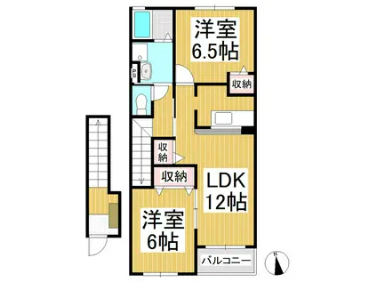 ウィンダム(2LDK/2階)の間取り写真