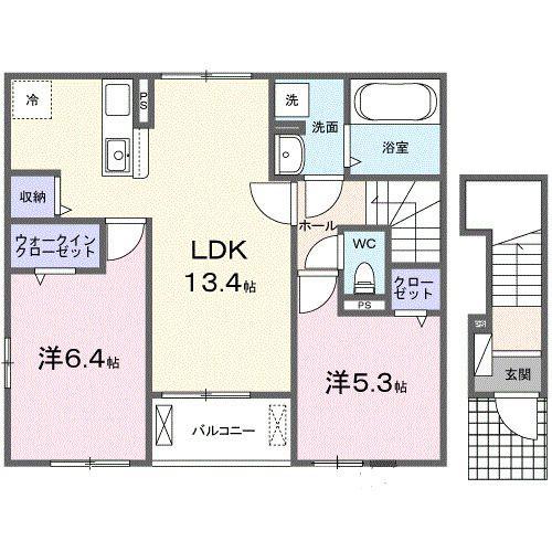 ペニー・レイン イースト(2LDK/2階)の間取り写真