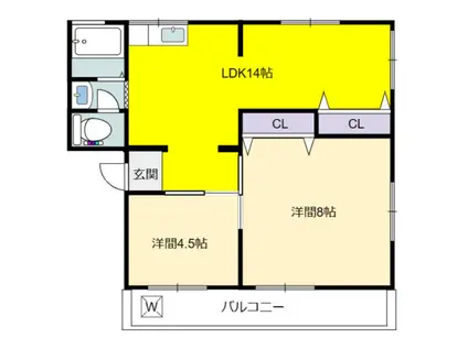 メゾン沢(2LDK/2階)の間取り写真