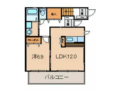 フレールリアン東照宮II(1LDK/1階)の間取り写真