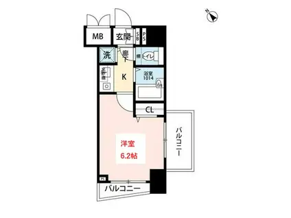 プレール武蔵小山弐番館(1K/5階)の間取り写真