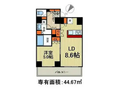 エスレジデンス月島(1LDK/9階)の間取り写真