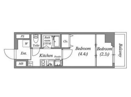 エヌフラッツ町田(2K/9階)の間取り写真