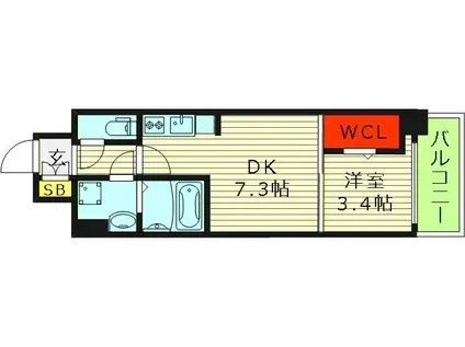 JPレジデンス大阪城東4(1DK/2階)の間取り写真