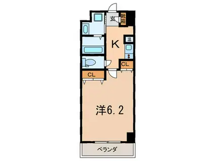 ポコアポコ芦屋(1K/2階)の間取り写真