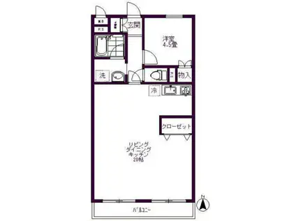 エンゼルハイム蒲田第5(1LDK/3階)の間取り写真